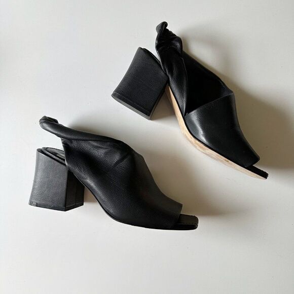 Sigerson Morrison Lenny Twisted Slingback Leather Sandals Black Women's 8.5 - Picture 2 of 13